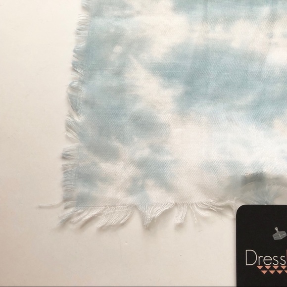 Lightweight Tie Dye Blue Fray Edge Scarf - Picture 4 of 7